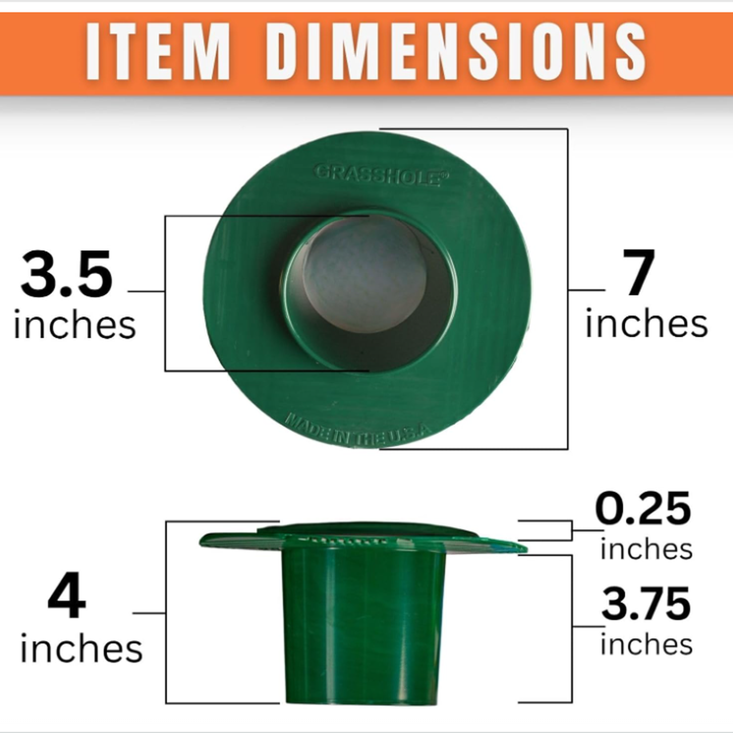 Sprinkler-Guard dimensions — 7 inch outer, 3.5 inch inner opening, 3.75 inch height, 4 inch body, 0.25 inch flange