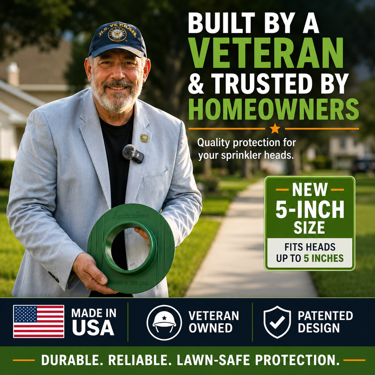 Sprinkler-Guard 5-Inch held by veteran founder Ken