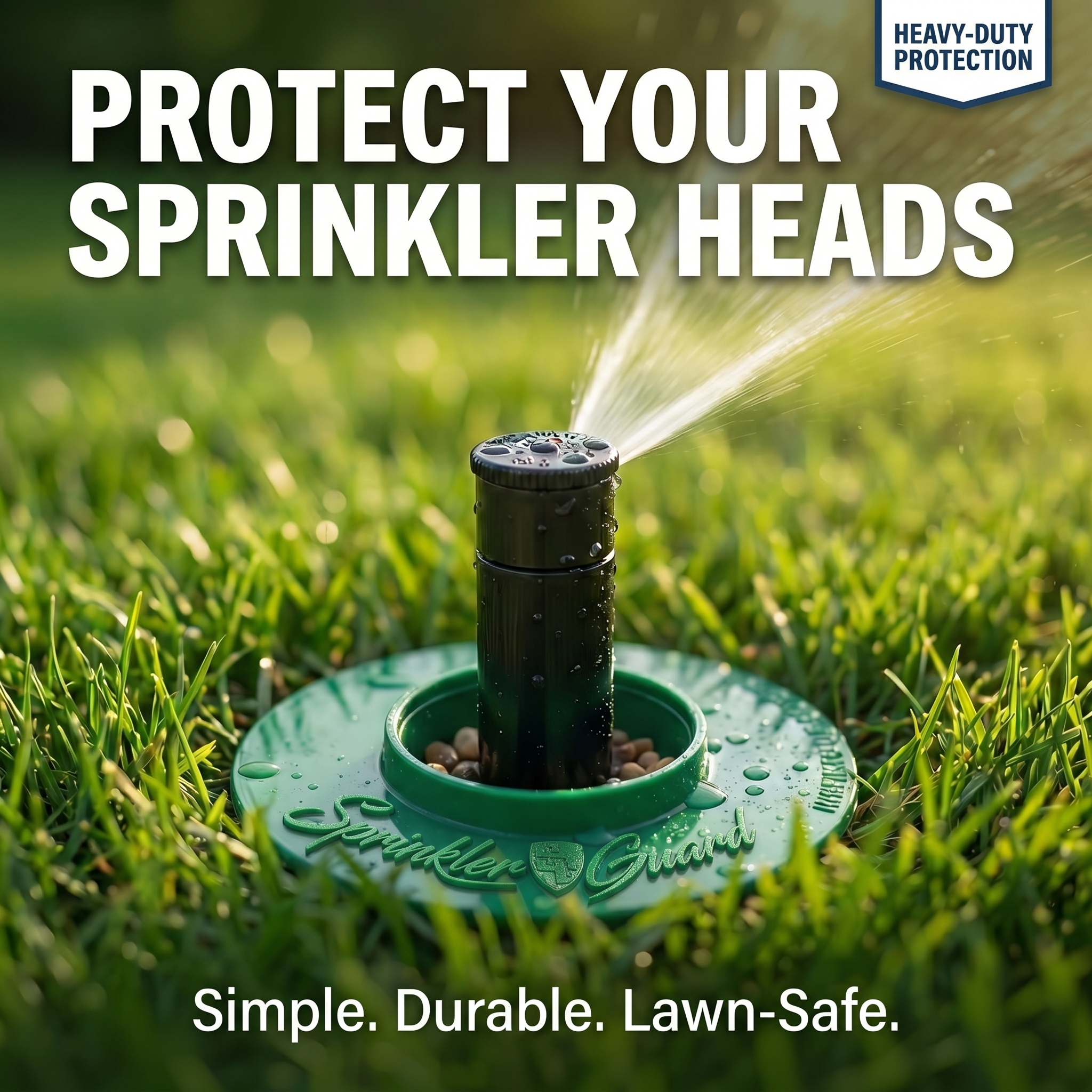 Sprinkler-Guard installed and protecting a sprinkler head in the lawn
